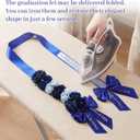 Yinder 2026 Graduation Flower Lei 56'' Artificial Rose Grad Stole Necklace Ribbon Garland Gift for Party Photo Prop Decor(Light Blue and Gold)