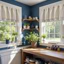 jinchan Colorful Striped Linen Double Layer Valance Pinstripe Rustic Cafe for Living Room Bathroom Light Filtering Drapes for Small Window Farmhouse Valance Rod Pocket 1 Panel 18 Inch Multi Blue