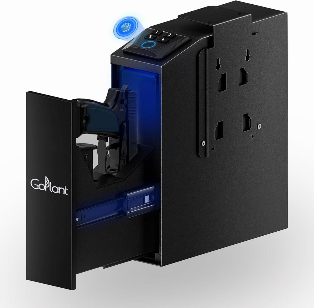 Biometric Gun Safe for Pistols 3-Ways Unlock Safe Fingerprint Digital PIN Key Unlock, Gun Lock Box for Cloakroom Living Room Bedroom Nightstand