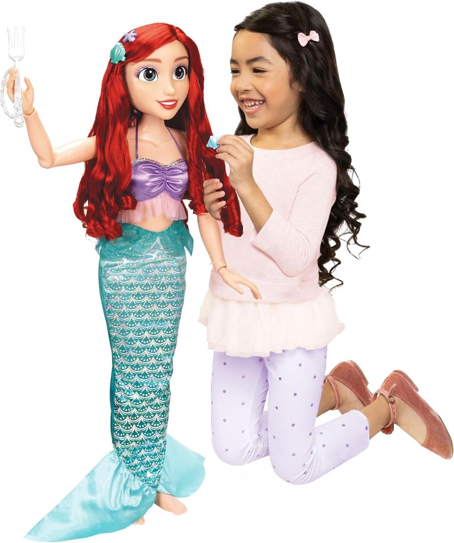 Disney Princess Ariel Doll Playdate 32 Tall & Poseable, My Size Articulated Doll in Mermaid Outfit, Comes with Dinglehopper to Comb Her Long Red Hair, and Seashell Hair Pins