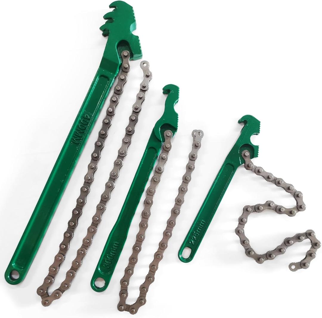 3 Pcs Heavy Duty Chain Wrench, 9 Inch 12 Inch 16 Inch Adjustable Oil Filter Chain Wrench Fits 1.5 Inch to 8 Inch Diameter for Pipe Car Repair (Green)