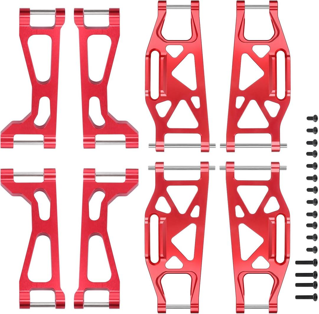 6061-T6 Aluminum Suspension Arms  Front & Rear Upper/Lower Link Set for Traxxas X-Maxx 89076 89086 (Replacement for WideMaxx 8995/8998/8999, Red, 8PCS)