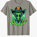 Yeehaw Alien Cowboy Western Shirt Space Lover Halloween T-Shirt, Size: 2XL