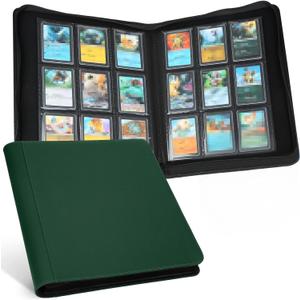 Toploader Binder, Holds 324 Toploaders, 9 Pocket Top Loader Binders with Sleeves for 3 x 4'' Toploaders, Double-Sided Pocket Top Loader Storage Binder, Trading Card Binder - Diamond Green