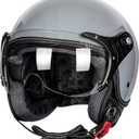 Yesmotor 3/4 Motorcycle Helmets Retro Open Face Vespa Scooters Helmet with Clear Visor for Men and Women- DOT Approved