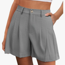 Womens Shorts Casual 2026 Summer Elastic High Waist Zipper Button Tailored Shorts Pleated Beach Vacation Outfits, S