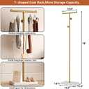 HOMEFORT Coat Rack, Freestanding Metal Coat Racks, T-Shape Clothes Hat Stand with 2 Hooks for Closet, Bedroom, Entryway, Living Room, Gold