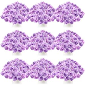 Tigeen 100 Pcs Hydrangea Artificial Flowers Bulk 7.48 Inch Artificial Hydrangeas with Removable Stems Faux Flowers Wedding Decor for Home Garden Party Decoration DIY Project (Lavender)