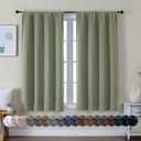 Simplebrand Ava Sage Green Short Blackout Curtains for Bedroom 45 Inches Long 2 Panels Set, Solid Thermal Insulated, Energy Saving Window Treatment Curtains Blackout Drapes, W40 x L45 Inch, Sage Green (40"W x 45"L (Pack of 2))