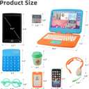 Pretend Play Home Office Toys for Kids 3-7, Toy Laptop Set for Role Playing Game, Working Home Playset for Boys and Girls