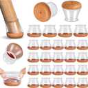 24 Pcs Chair Leg Floor Protectors PISAO, Silicone Chair Leg Protectors Caps Covers for Hardwood Floors, Furniture Pads Sliders with Wrapped Felt Bottom Large (Fit:1.19"-1.57")