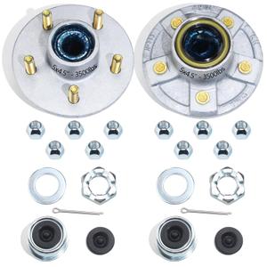 2 Sets Galvanized Trailer Hub Kits 5 on 4.5'' for 3500 lbs 1-1/16'' to 1-3/8'' #84 Tapered Axle, Prelubricated L44649 L68149 Bearings 5x4.5 Trailer Idler Hub 5 Lug Bolt Trailer Wheel Hub Kit