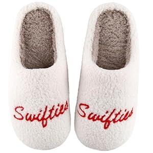 Music Lovers Slippers For Women Men Valentine's Day Gifts Cute Comfy Bedroom Home Memory Foam Slippers, Ladies Furry Warm Shoes Indoor for Winter, Red STies 9-10 Women/8-8.5 Men