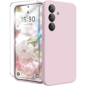 for Samsung Galaxy S25 Case, Liquid Silicone Cover with Camera Protection Anti-Scratch Soft Microfiber Lining Shockproof Protective Phone Case for S25 6.2", Pink Sand