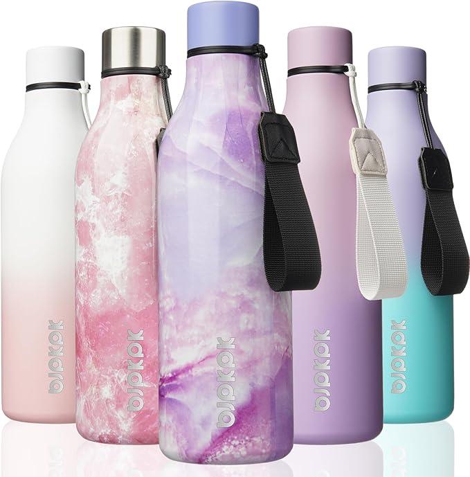 BJPKPK Insulated Water Bottles, 25 oz Stainless Steel Metal Water Bottle with Strap, BPA Free Leak Proof Jugs, Mugs, Flasks, Reusable Thermal Flasks for Sports & Travel, Dawn: Home & Kitchen