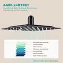Square Rain Shower Head, High Flow Stainless Steel,Work with any decorative styleAll Metal Rainfall Shower Head(Matte Black, 6 inch)