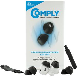 Comply Memory Foam Replacement Earbud Tips for Apple AirPods Pro 1 & 2 | Ultimate Comfort, Secure Fit, Superior Noise Isolation | Anti Slip, Prevent From Falling Out | Black, Small (3 Pairs)