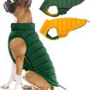 Lelepet Reversible Dog Coat Waterproof Dog Jacket Windproof Puffer Vest for Winter Warm Lightweight Coats for Large Dogs Adjustbale Hook & Loop Pet Apparel with Leash Hole, Pitbull, Green, XL