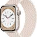 Elastic Band Compatible with Apple Watch Band Series 11/10 42mm, 9/8/7 41mm, 6/5/4 40mm for Women Men, Nylon Stretchy Braided Solo Loop Sport Strap for iWatch SE 1/2/3, XS Starlight