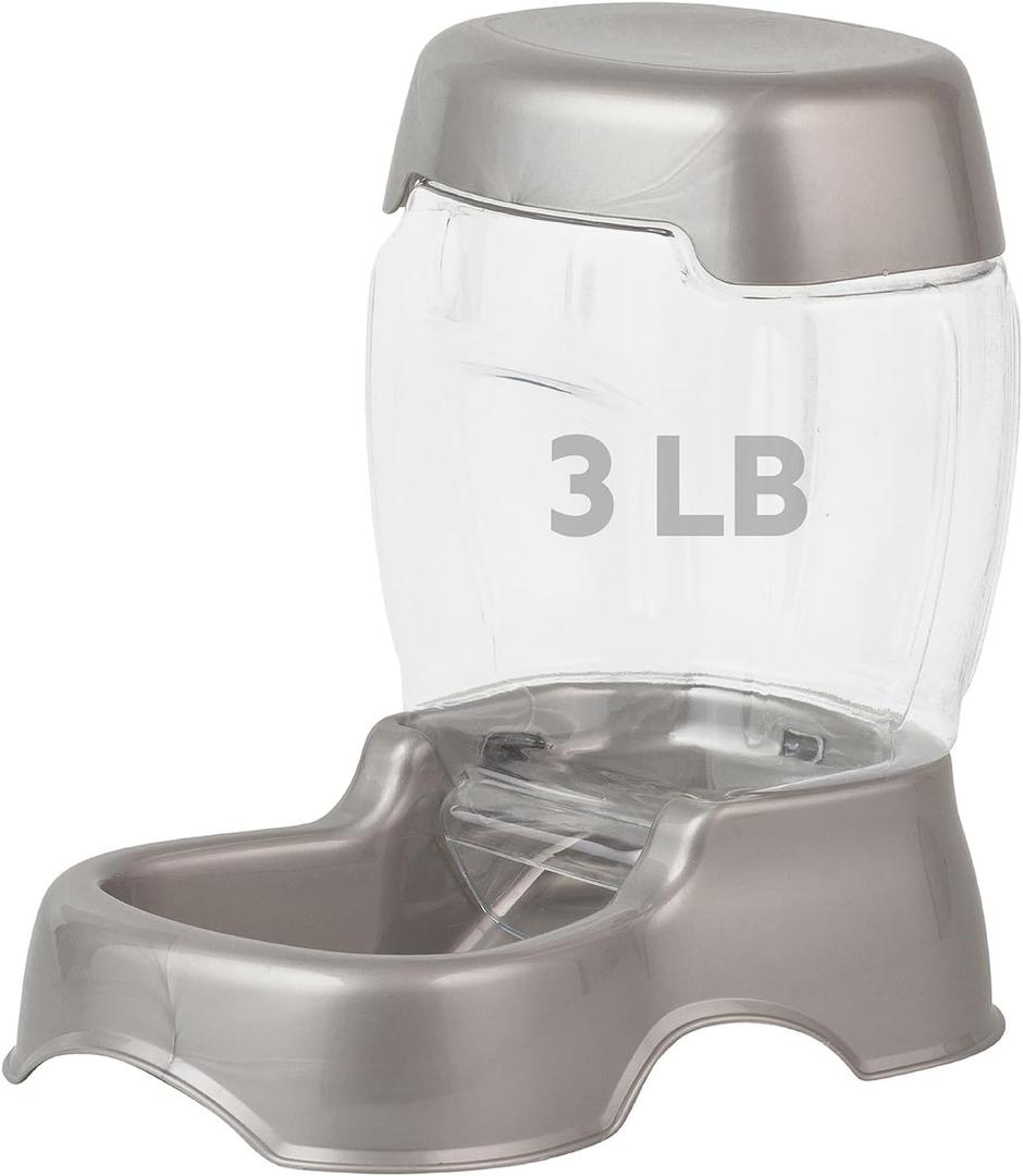 Petmate Pet Cafe Feeder Dog and Cat Feeder Pearlescent Colors 3 Sizes, Made in USA Silver