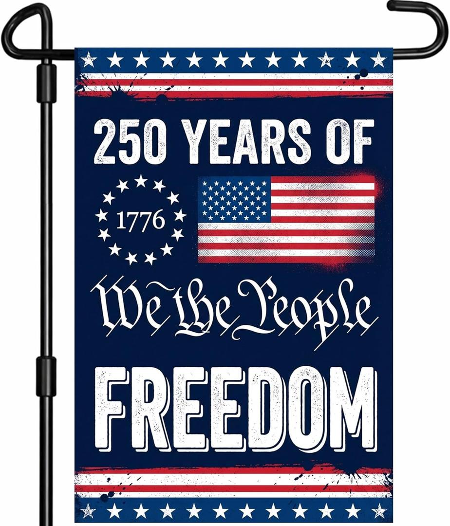 250th Anniversary American Garden Flag 12 x 18 Inch, USA Patriotic Outdoor Banner, Double Sided Yard Decoration 1776-2026
