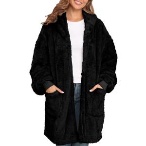 Argstar Hooded Cardigan for Women and Men, Oversized Sweatshirt Fuzzy Fleece Blanket Hoodie Jacket - One Size Fits All (Black)
