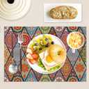 Set of 6 Washable Colorful Bohemian Placemats Non-Slip Heat-Resistant 12x18 Inch Thick DecorativeLinen Table Mats for Dining Table Home Dcor