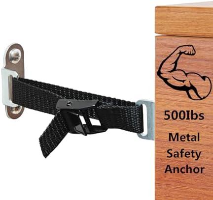 Anti-Tipping Furniture Anchor for Baby Proofing, OKETHERMO (Set of 4/ Black), Furniture Wall Anchor, Prevents Furniture from Tilting and Falling, Suitable for Dressers, Chests of Drawers, TV Cabinets, etc