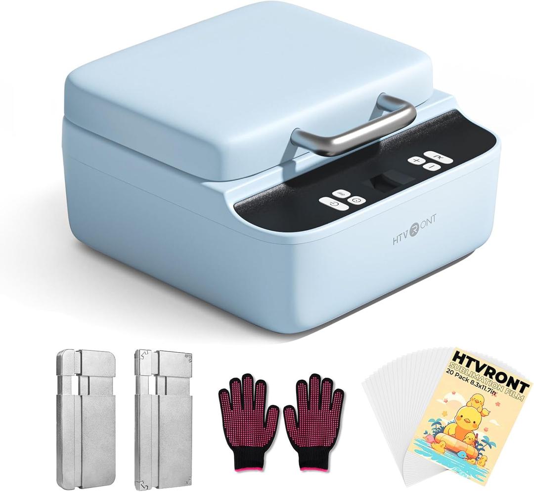 HTVRONT Phone Case Heat Press Machine Compatible with iPhone & Android - Vacuum Heat Press H17 for Phone Cases- Sublimation Press for Custom Phone Case, Badges, Coasters, Includes Film & Fixture