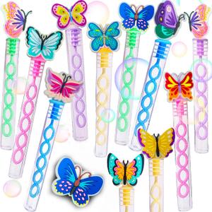 24 Packs Mini Bubble Butterfly Wands Birthday Party Favors for Kids, School Kids Theme Party Supplies,Goodie Bags Stuffers,School Classroom Students Prizes