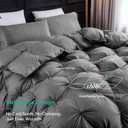 Three Geese Cal King Size Pinch Pleat Feather Down Fiber Comforter - All-Season Down Duvet Insert Fluffy Baffle Box Design with 8 Corner Loops for Warmth and Softness.