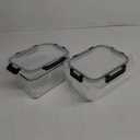 HOMBERKING 4 Pieces 63oz/8cup Large Glass Food Storage Containers with Lids, Meal Prep Containers, Airtight Bento Boxes with Leak Proof Locking (2 Containers + 2 Lids) - Microwave, Oven Safe (Black)