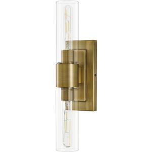 19 in Brass Wall Light for Bathroom,2-Light Glass Wall Sconce,Living Room Wall Mount Light,Retro Brass Interior Wall Sconce for Hallway,Bedroom,Mirror,Entryway,Doorway,E26 Base,Hardwired