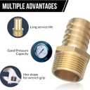 2 x Brass Hose Barb Fittings 1-1/4" Barb x 1" NPT Male Thread Metals Adapter Connector for Water Fuel Air (2 Packs)