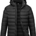 Rdruko Men's Puffer Jacket with Detachable Hood Lightweight Water Resistant Insulated Winter Puffy Coat (Black, Small)