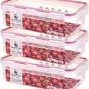 Tribello Plastic Food Storage Containers With Lids - Large 15.2 Cup (121 Oz) Airtight Container Box For Food Storage, Freezer, Microwave And Dishwasher Safe, Airtight Lids, BPA-Free - 3 Pack