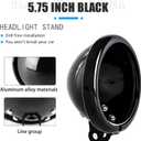 SKTYANTS 5.75 inch headlight housing backet with H4 Wiring Harness 5 3/4" 5.75 Inch headlight BucketHousing Trim Ring for FXWG FXDWG FXST Motorcycle (Black)
