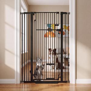 55" Extra Tall Cat Gate 31.5"-42.5" Wide Pet Gate Indoor Black