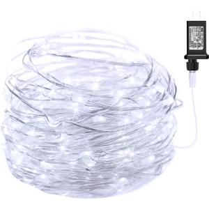 Minetom 100 LEDs Fairy Lights 33 Ft Firefly String Lights Waterproof Starry Lights on Silver Coated Copper Wire Perfect for Christmas Party DIY Wedding Bedroom Indoor Party Decorations Pure White