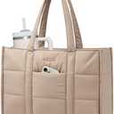 LOVEVOOK Laptop Bag for Women, Puffer Tote Bag for Work 15.6 Inch Large Computer Briefcase for Teacher Nurse, Quilted Lightweight Casual Shoulder Bag For Travel, Daily