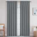 Extra Long Dark Grey Curtains for Bedroom Living Room 108 Inches Long 2 Panels Set, Light Filtering Faux Linen Textured Soft Airy Solid Rod Pocket Curtains Drapes, 2 Pcs Each 50Wx108L Inch