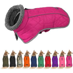 Fragralley Dog Coat Large, Waterproof Dog Jacket with Warm Fleece Lining, Adjustable Reflective Dogs Winter Coat, Turtleneck Pet Coats for Cold Weather (Rose Pink XXXL)