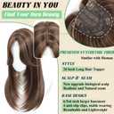 Hair Toppers for Women with Thinning Hair, 20 Inch Toppers Hairpieces for Women 360° 3D Realistic Scalp Clip in Bangs (Side Bangs-Brown with Highlight Blonde)