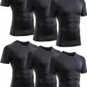 TELALEO 6 Pack Men's Compression Shirt Short Sleeve Athletic Baselayer Sports T Shirts Workout Tops for Men Black White (Large)