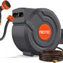 Upgraded Retractable Garden Hose Reel 5/8" x 100 ft 9 Pattern Nozzle Any Length Lock Wall-Mounted Automatic Slow Return 180 Swivel UV Resistant Heavy Duty Hose Reels for Outside
