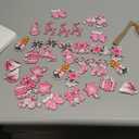 Huwena 36 Pcs Pink Ornaments for Christmas Tree Vintage Wooden Christmas Hanging Ornaments Rustic Xmas Tree Decoration for Festival Party(Cute Style)