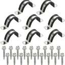 PATIKIL 8Pcs Pipe Clamps, 1-1/2 Inch 304 Stainless Steel Rubber Cushioned U Bracket Conduit Clamps Pipe Strap Wire Clips with Hexagonal Screw for Tube Hose Cord Installation, 38mm