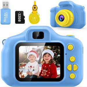 Desuccus Kids Camera Toys Christmas Birthday Gifts for Boys and Girls Kids Toys 3-9  Year Old HD Digital Video Camera for Toddler with 32GB SD Card (Blue)