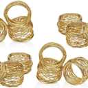 ARN Crafts Golden Round Mesh Napkin Rings- for Weddings Dinner Parties or Every Day Use (Gold Mesh Napkin Rings- Set 12)