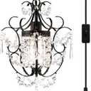 Plug in Pendant Lights with K9 Crystal Bronze Hanging Lamp with 15Ft Clear Cord & On/Off SwitchMini Chandelier for Closet Living Room Girls Room Bedroom Nursery